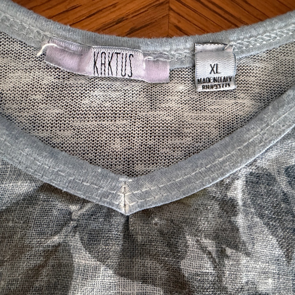 Kaktus Italy 100% Linen Floral High-Low Tunic Top - Size XL - Picture 4 of 5